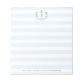 Elegant Blue White Nautical Monogram Wedding Notizblock (Vorderseite)