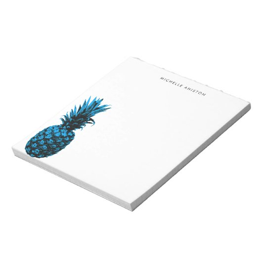 Elegant Blue White Pineapa Custom Notizblock (Rotiert)