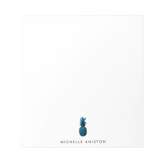 Elegant Blue White Pineapa Custom Notizblock (Vorderseite)