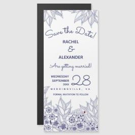 Elegant Blue White Save the Date Magneteinladung