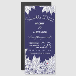 Elegant Blue White Save the Date Magneteinladung