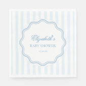 Elegant Blue White Stripes Wavy Scalloped Frame  Serviette (Vorderseite)