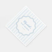 Elegant Blue White Stripes Wavy Scalloped Frame  Serviette (Ecke)