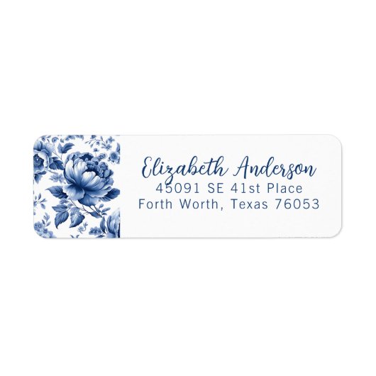 Elegant Blue White Vintage Rose Floral (Vorne)