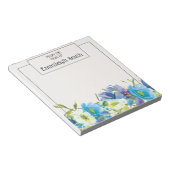 Elegant Blue White Watercolor Garden Notizblock (angewinkelt)