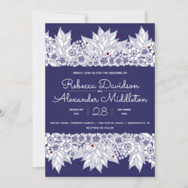 Elegant Blue White Wedding Ankündigung