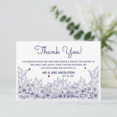 Elegant Blue White Wedding Dankeskarte (Stehend Vorderseite)