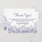 Elegant Blue White Wedding Dankeskarte (Vorne/Hinten)