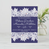 Elegant Blue White Wedding Einladung (Stehend Vorderseite)