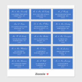 Elegant Blue & White Wedding individuelle Adresse Aufkleber