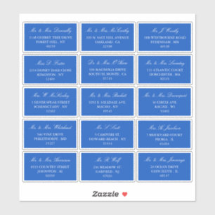 Elegant Blue & White Wedding individuelle Adresse Aufkleber