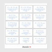 Elegant Blue & White Wedding individuelle Adresse Aufkleber (Blatt)