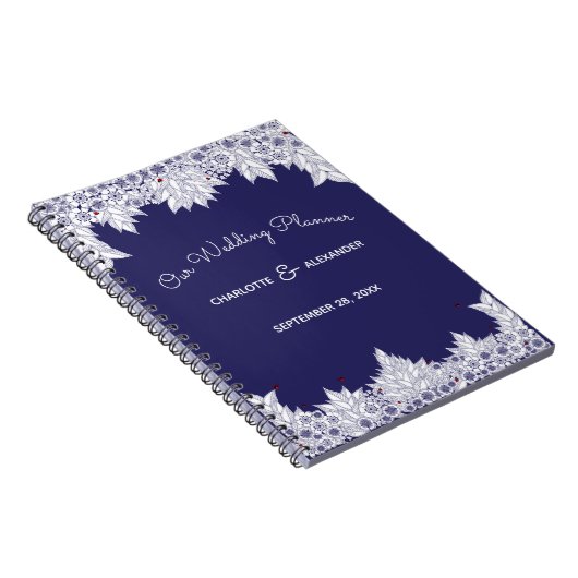 Elegant Blue White Wedding Notizblock (Rechte Seite)