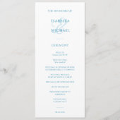 Elegant Blue White Wedding Programm (Vorderseite)