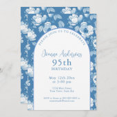 Elegant Blue Wildblume 95. Geburtstagsparty Einladung (Vorne/Hinten)
