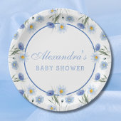 Elegant Blue Wildblume Boho Baby Shower Pappteller