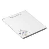 Elegant Blue Wildblume Bouquet Personalisierter Na Notizblock (angewinkelt)