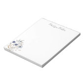 Elegant Blue Wildblume Bouquet Personalisierter Na Notizblock (Rotiert)