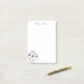 Elegant Blue Wildblume Floral Post-it Klebezettel (Auf Schreibtisch)