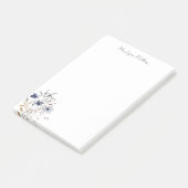 Elegant Blue Wildblume Floral Post-it Klebezettel (angewinkelt)