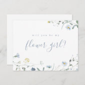 Elegant Blue Wildblume werden Sie meine Blume Mädc Einladung (Vorne/Hinten)