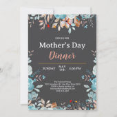 Elegant Blue Wildblumen Mint Mother Day Dinner Einladung (Vorderseite)