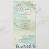 Elegant Blue Wildflower Frame Wedding Menu Card Menükarte (Vorne/Hinten)