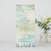 Elegant Blue Wildflower Frame Wedding Menu Card Menükarte (Stehend Vorderseite)