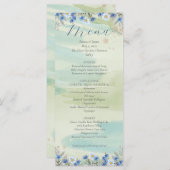 Elegant Blue Wildflower Frame Wedding Menu Card Menükarte (Vorne/Hinten)