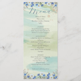 Elegant Blue Wildflower Frame Wedding Menu Card Menükarte