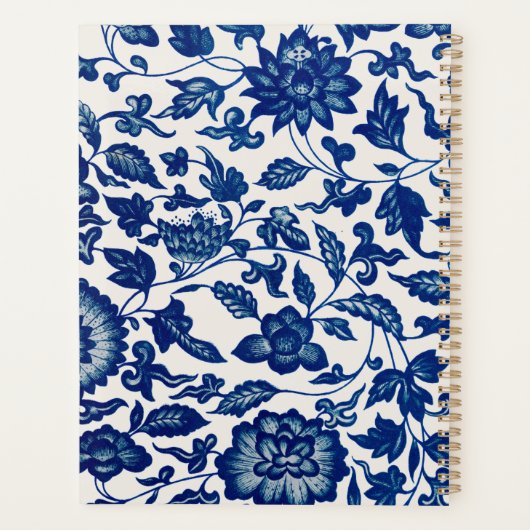 Elegant Blue Wildflower French Country Custom Name Planer (Rückseite)