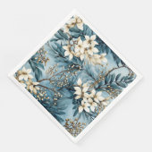 Elegant Blue Winter Christmas Florals Serviette (Ecke)