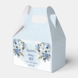 Elegant Blue Winter Floral Boy Baby Shower Geschenkschachtel
