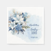 Elegant Blue Winter Floral Boy Baby Shower Serviette (Vorderseite)