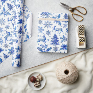 Elegant Blue Winter Wonderland Weihnachtsgeschenk  Geschenkpapier