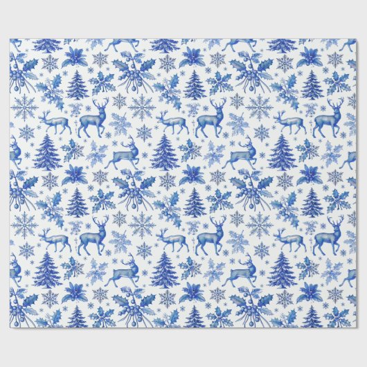 Elegant Blue Winter Wonderland Weihnachtsgeschenk Geschenkpapier (Flach)