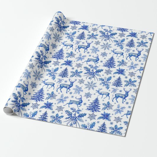 Elegant Blue Winter Wonderland Weihnachtsgeschenk Geschenkpapier (Ungerollt)