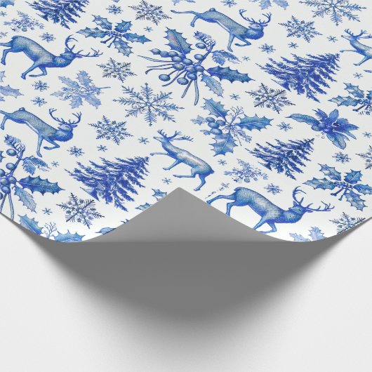 Elegant Blue Winter Wonderland Weihnachtsgeschenk Geschenkpapier (Ecke)