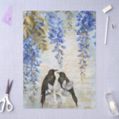 Elegant Blue Wisteria & Ravens Decoupage Paper Seidenpapier (Basteln)