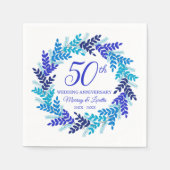 Elegant Blue Wreath 50 Jahre Party Napkins Serviette (Vorderseite)