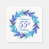 Elegant Blue Wreath 55. Geburtstagsparty Serviette (Vorderseite)