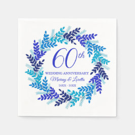 Elegant Blue Wreath 60-jähriges Party Napkins Serviette