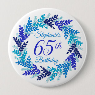 Elegant Blue Wreath 65. Button