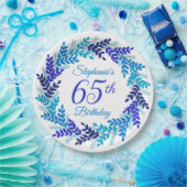 Elegant Blue Wreath 65. Pappteller (Party)