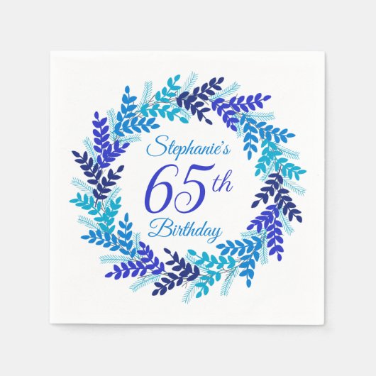 Elegant Blue Wreath 65. Serviette (Vorderseite)