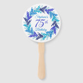Elegant Blue Wreath 75. Geburtstag Fächer (Rückseite)