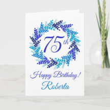 Elegant Blue Wreath 75. Geburtstag