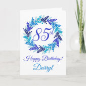 Elegant Blue Wreath 85. Geburtstag Karte (Vorderseite)