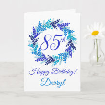 Elegant Blue Wreath 85. Geburtstag