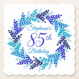 Elegant Blue Wreath 85. Geburtstag Untersetzer